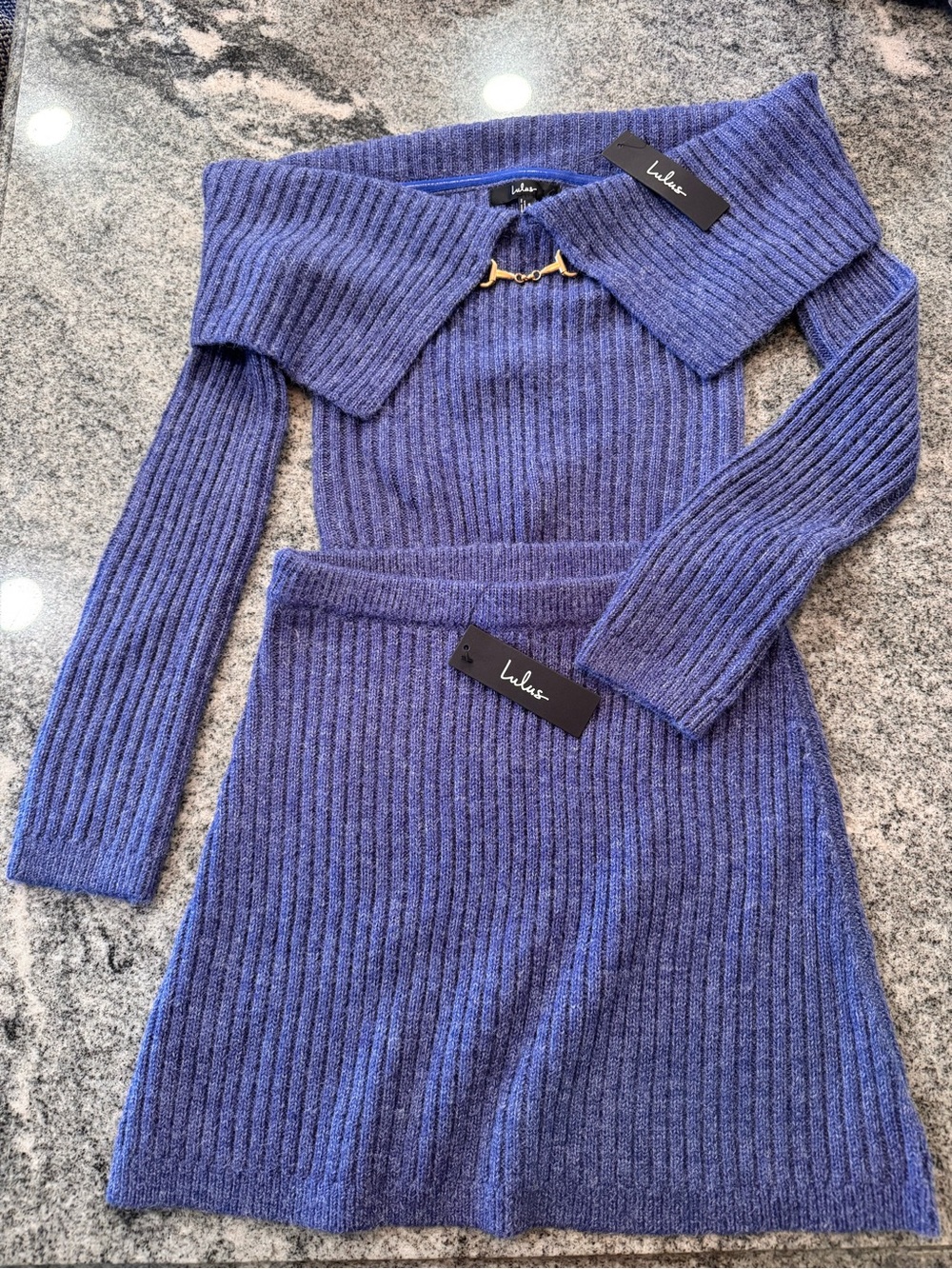 Charismatic Sense Heather Blue Sweater Mini Skirt
Lulus